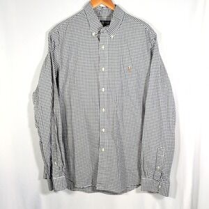 Polo Ralph Lauren Shirt Mens XXL Black Gingham Oxford Classic Fit Flesh Pony